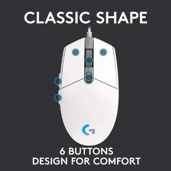 Logitech G102 Lightsync RGB Gaming Mouse - White