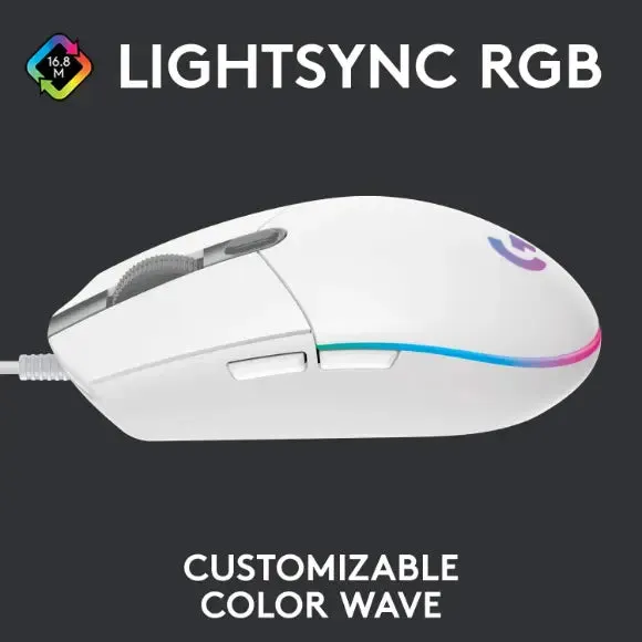 Logitech G102 Lightsync RGB Gaming Mouse - White