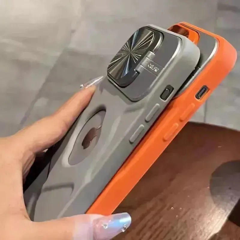 Luxury Flip Up Bracket Camera Protect Case (For iPhones)