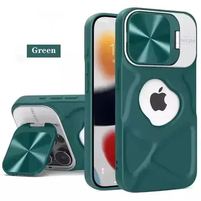 Luxury Flip Up Bracket Camera Protect Case (For iPhones)