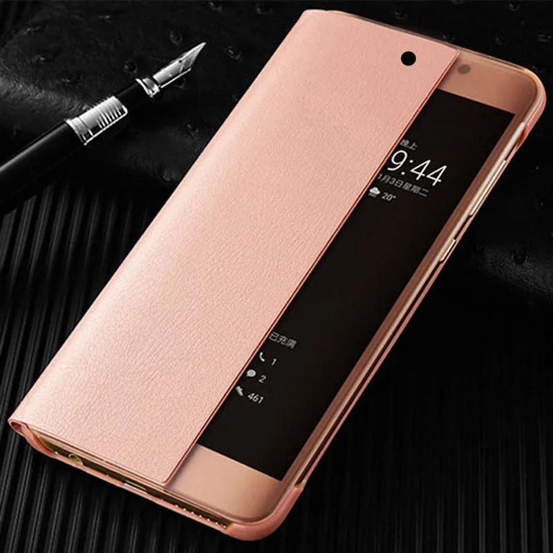 Luxury Leather Flip Case Cover On The For Samsung Galaxy S9 S8 S10 Plus Note 8 9 10 Plus A70 A40 A50 A30 Smart View Phone Case