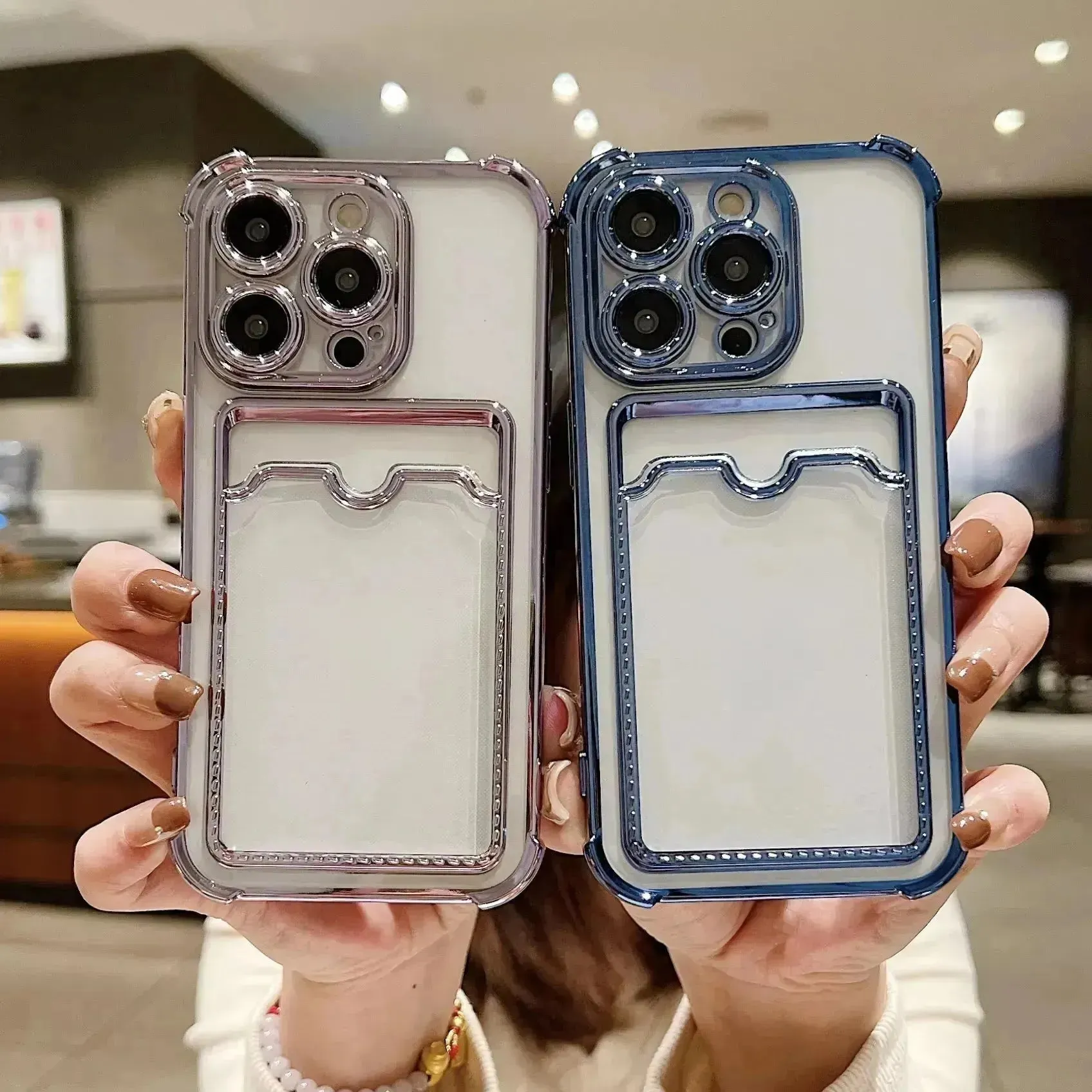 Luxury Transparent Card Holder Phone Case (For iPhones)