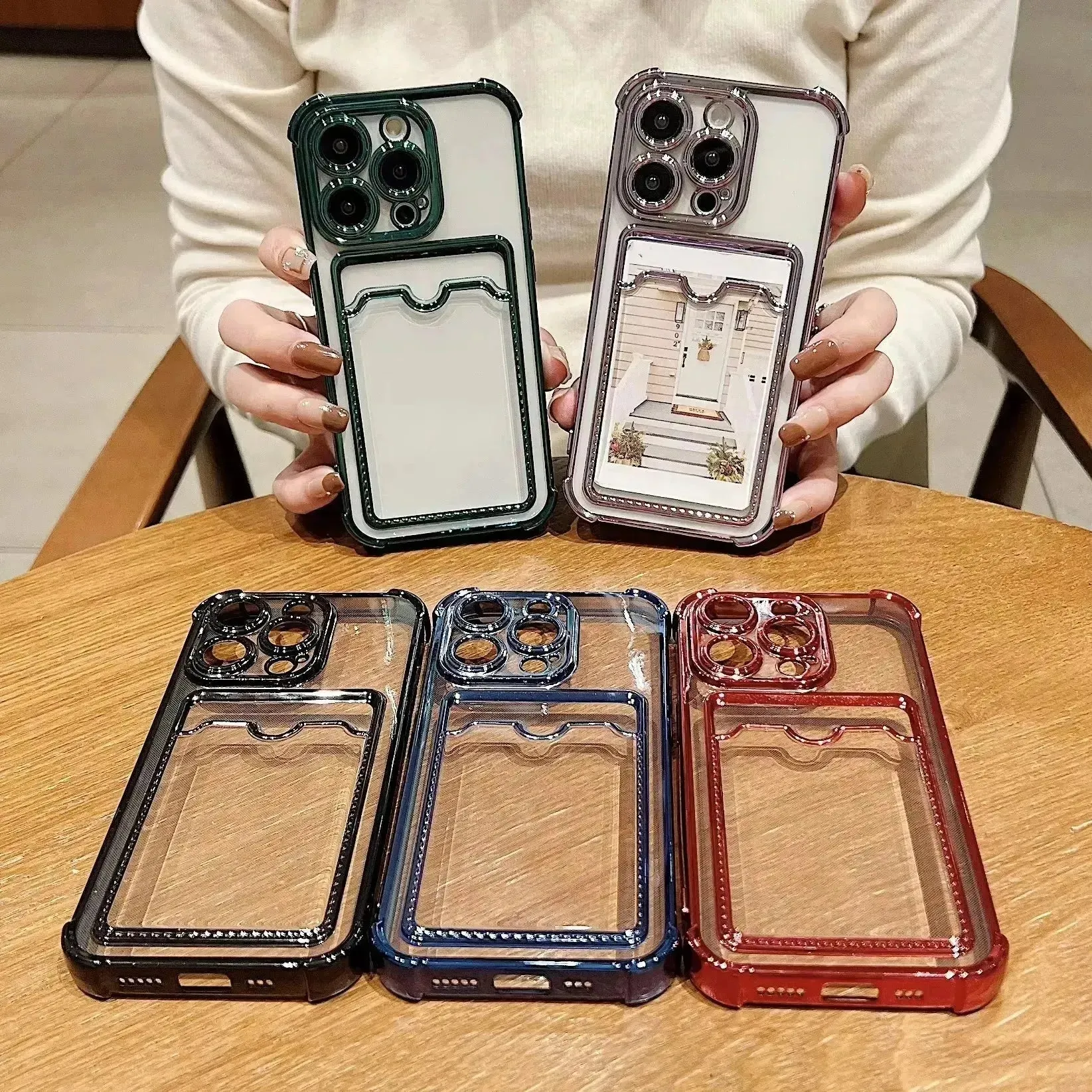 Luxury Transparent Card Holder Phone Case (For iPhones)