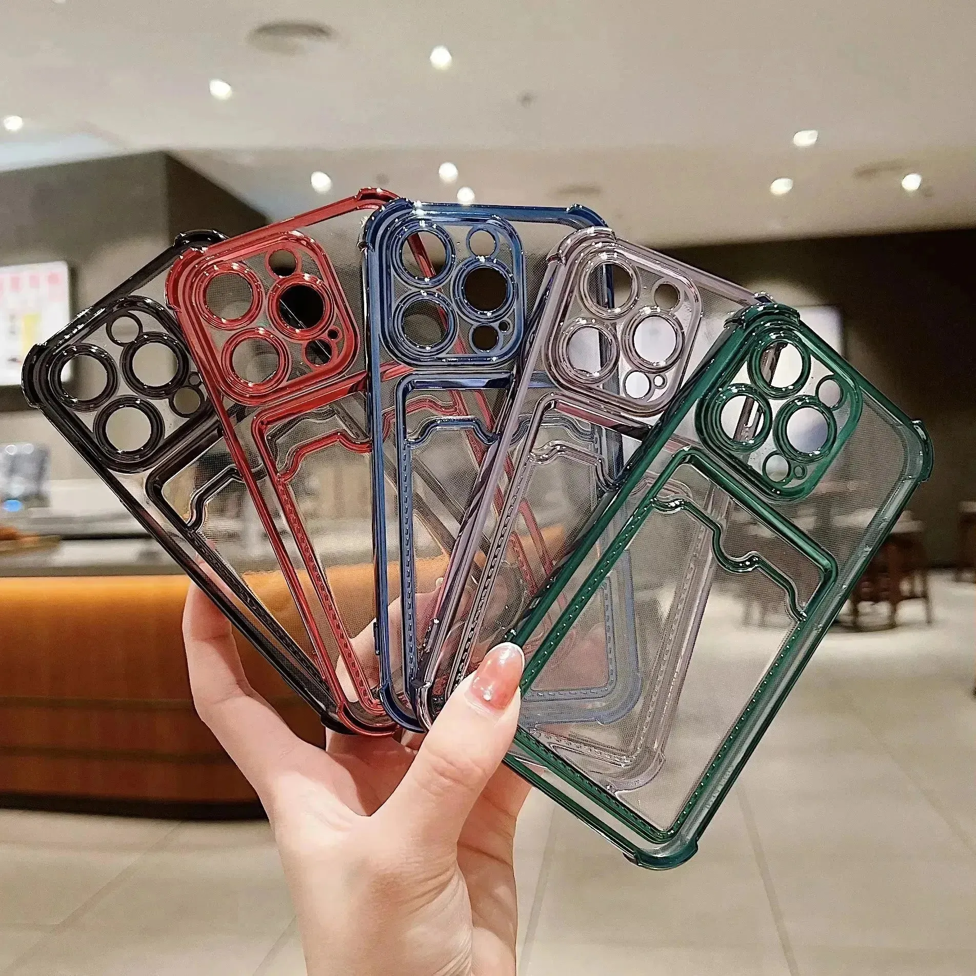 Luxury Transparent Card Holder Phone Case (For iPhones)