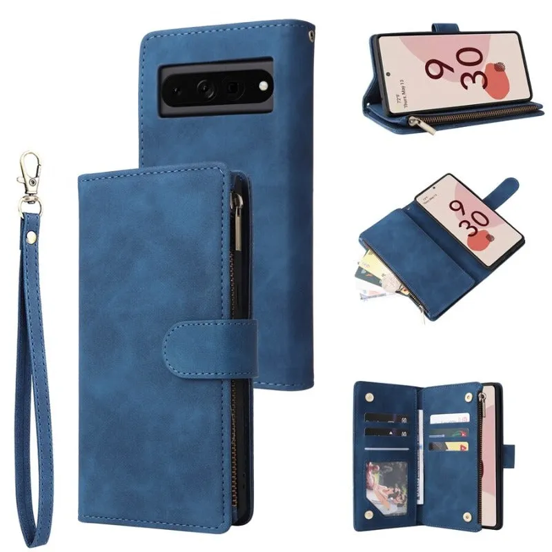 Luxury Wallet Magnetic Flip Leather Case With Zipper For Google Pixel