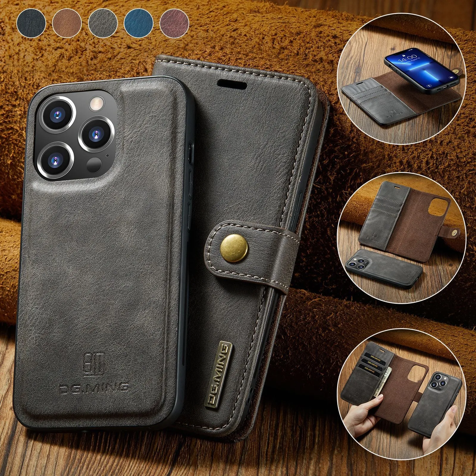 Magnetic Card Pocket Clip Flip Leather Phone Case For iPhone