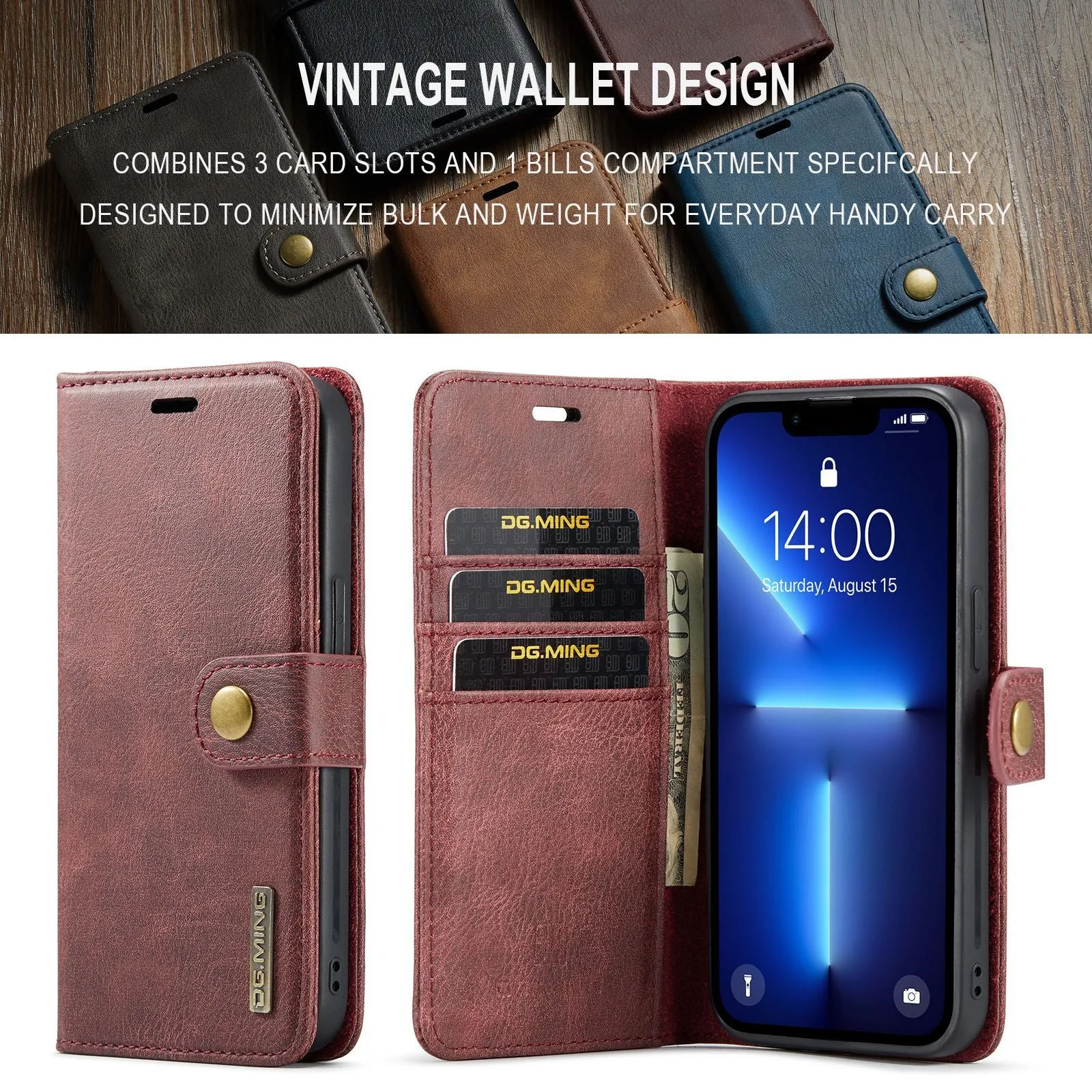 Magnetic Card Pocket Clip Flip Leather Phone Case For iPhone