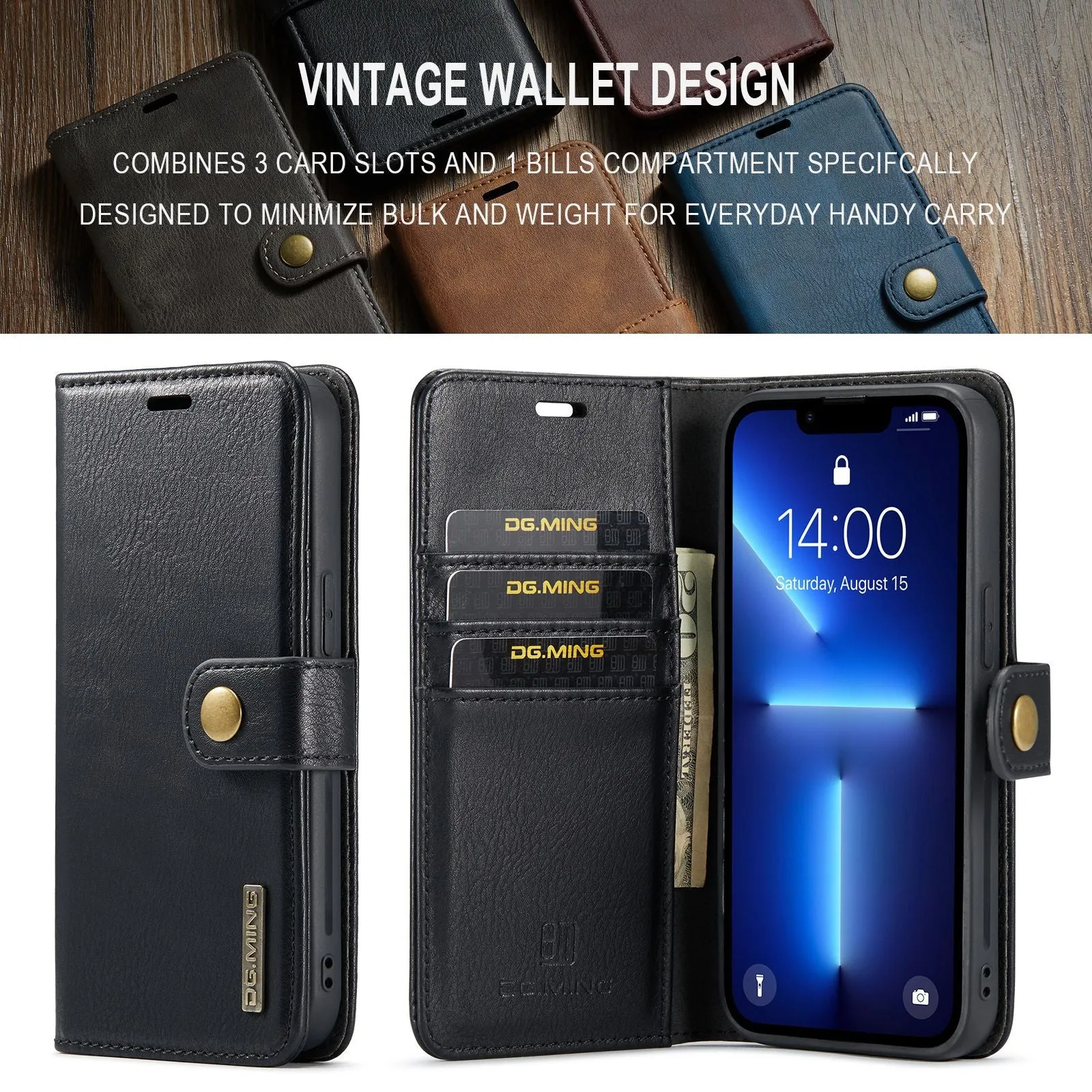 Magnetic Card Pocket Clip Flip Leather Phone Case For iPhone