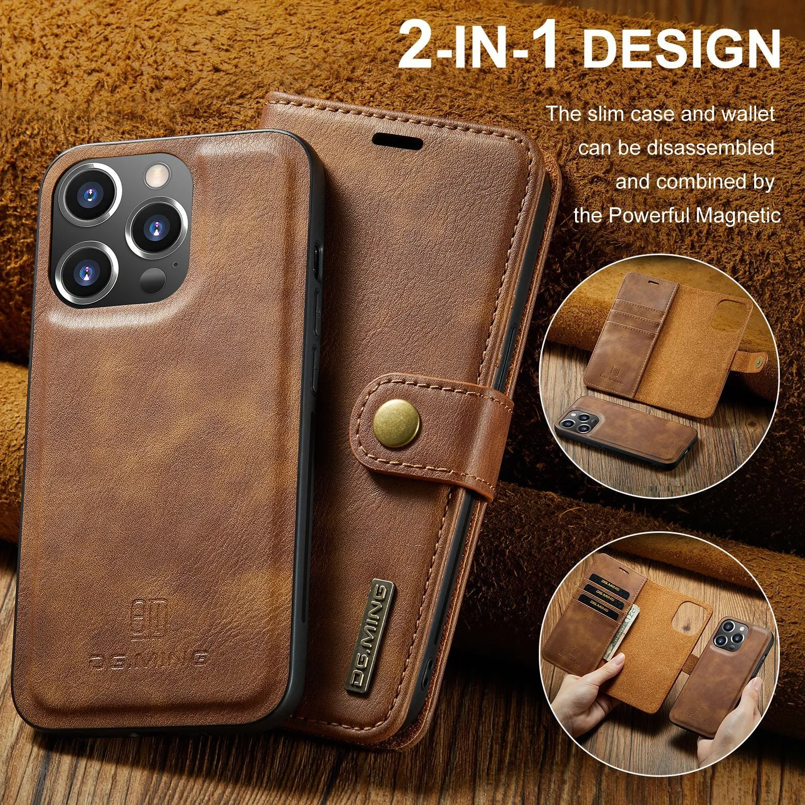 Magnetic Card Pocket Clip Flip Leather Phone Case For iPhone