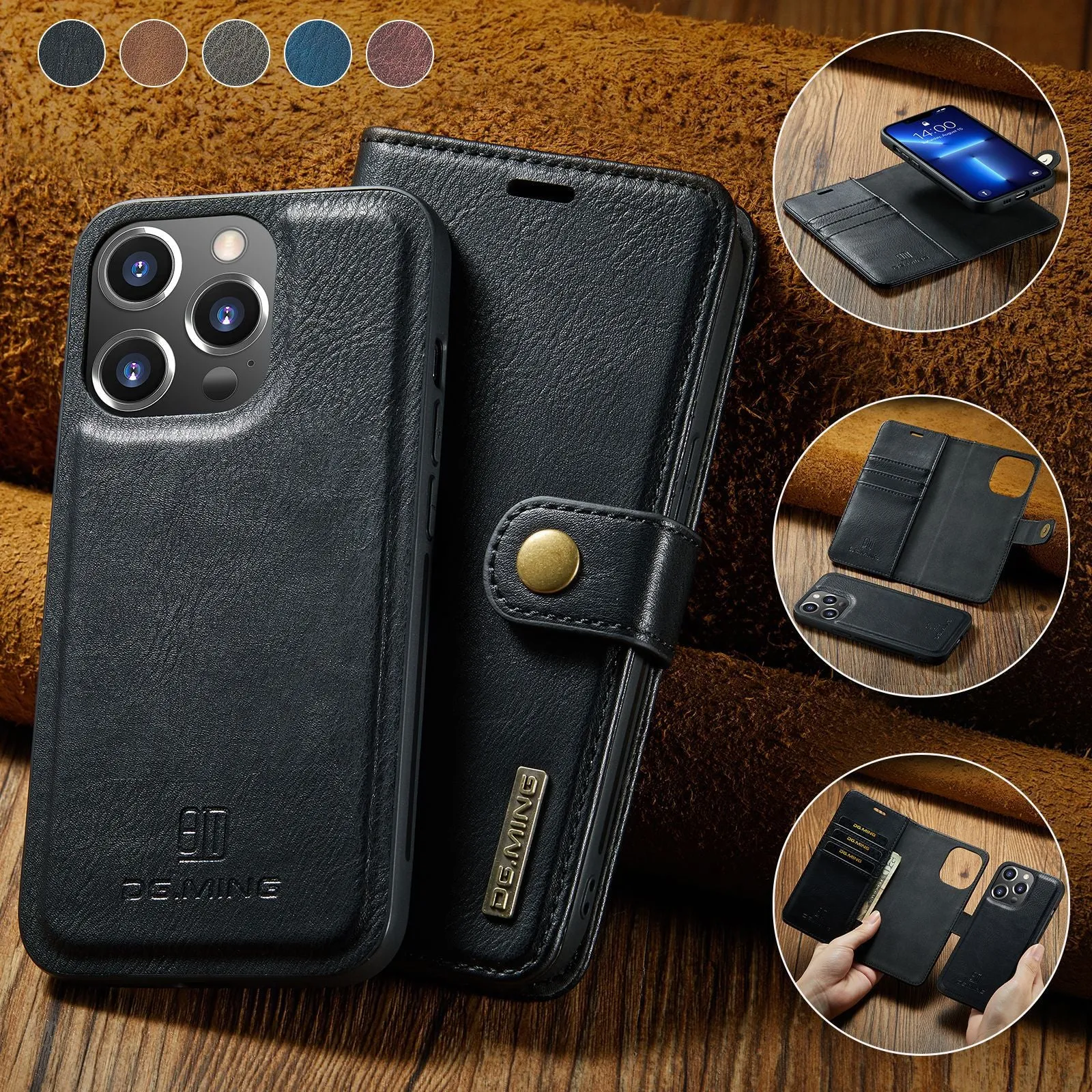 Magnetic Card Pocket Clip Flip Leather Phone Case For iPhone