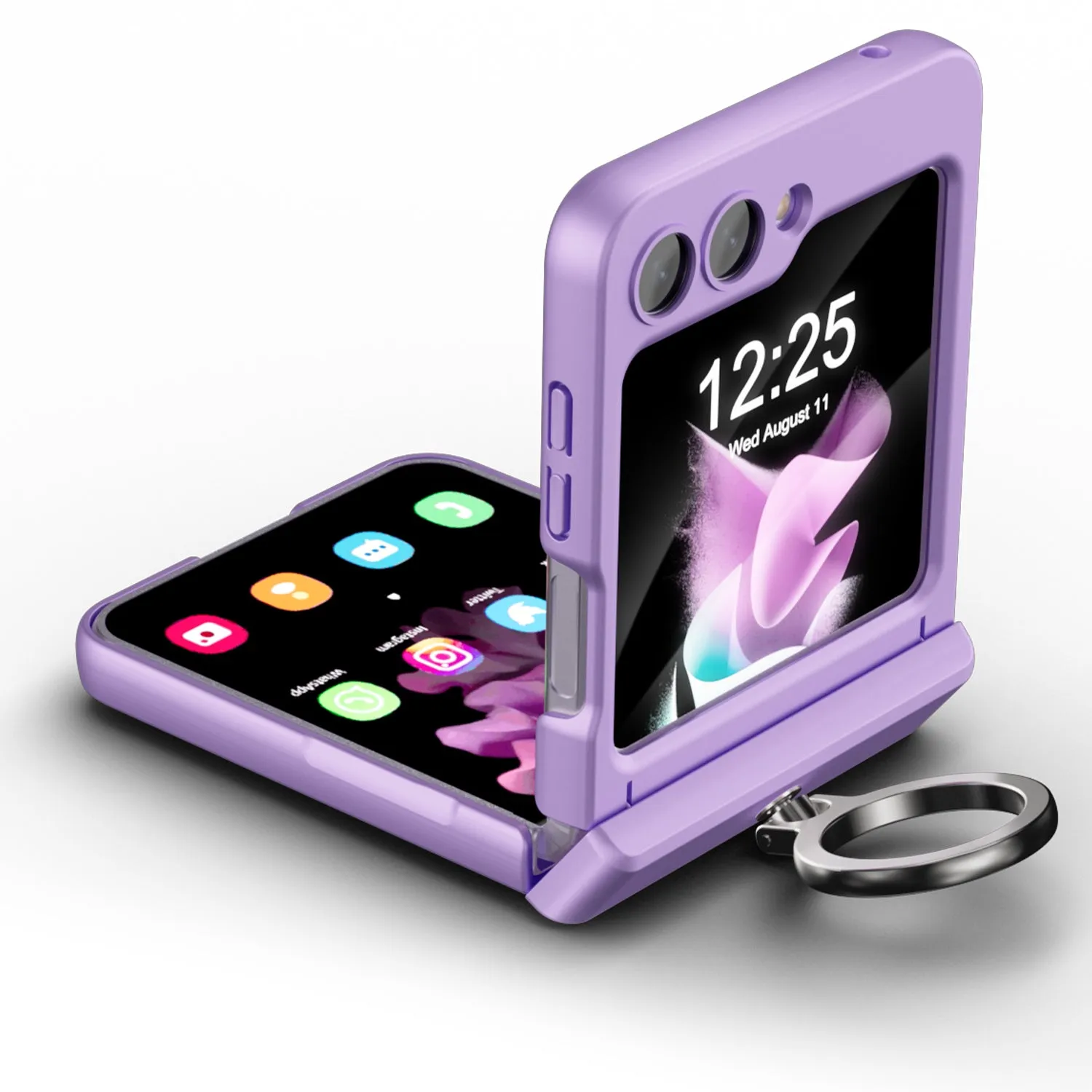 Magnetic Steel Wire Hinge Rhinestone Phone Case with Ring Bracket For Samsung Galaxy Z Flip 5