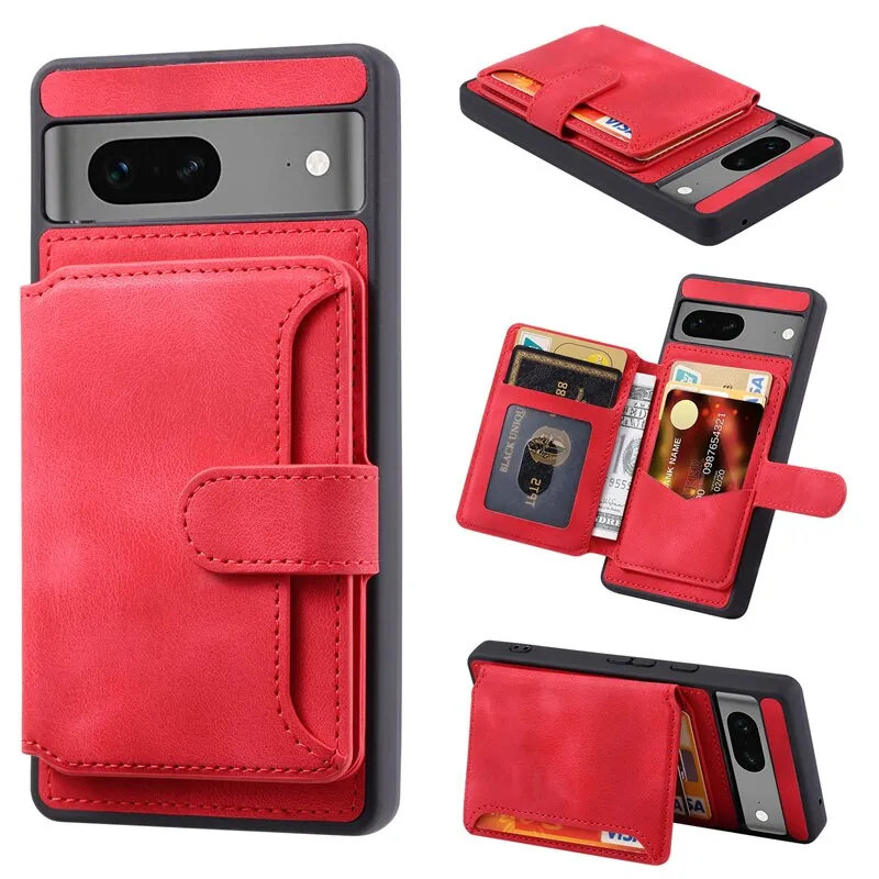 Magnetic Wallet Leather Phone Case With Card Slot For Google Pixel