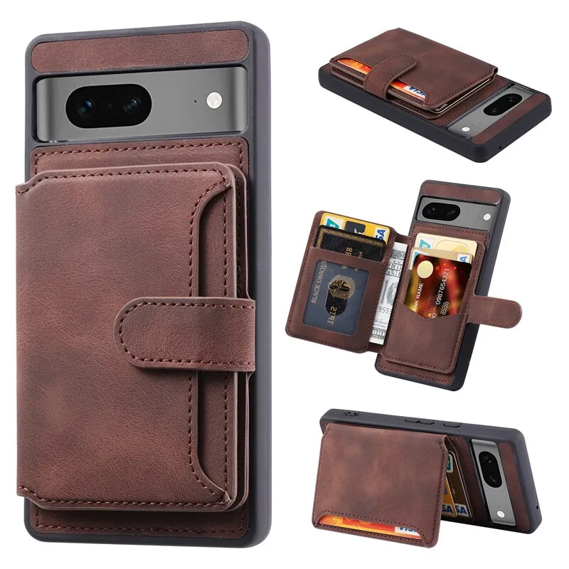 Magnetic Wallet Leather Phone Case With Card Slot For Google Pixel