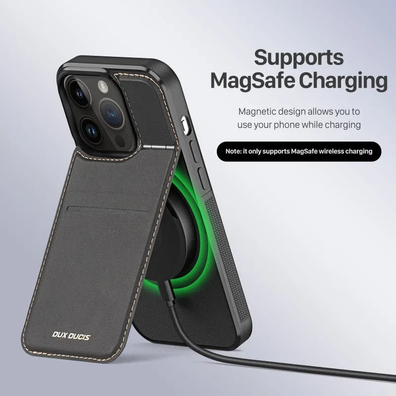 Magnetic Wireless Charging Phone Case With Card Holder Stand For iPhone