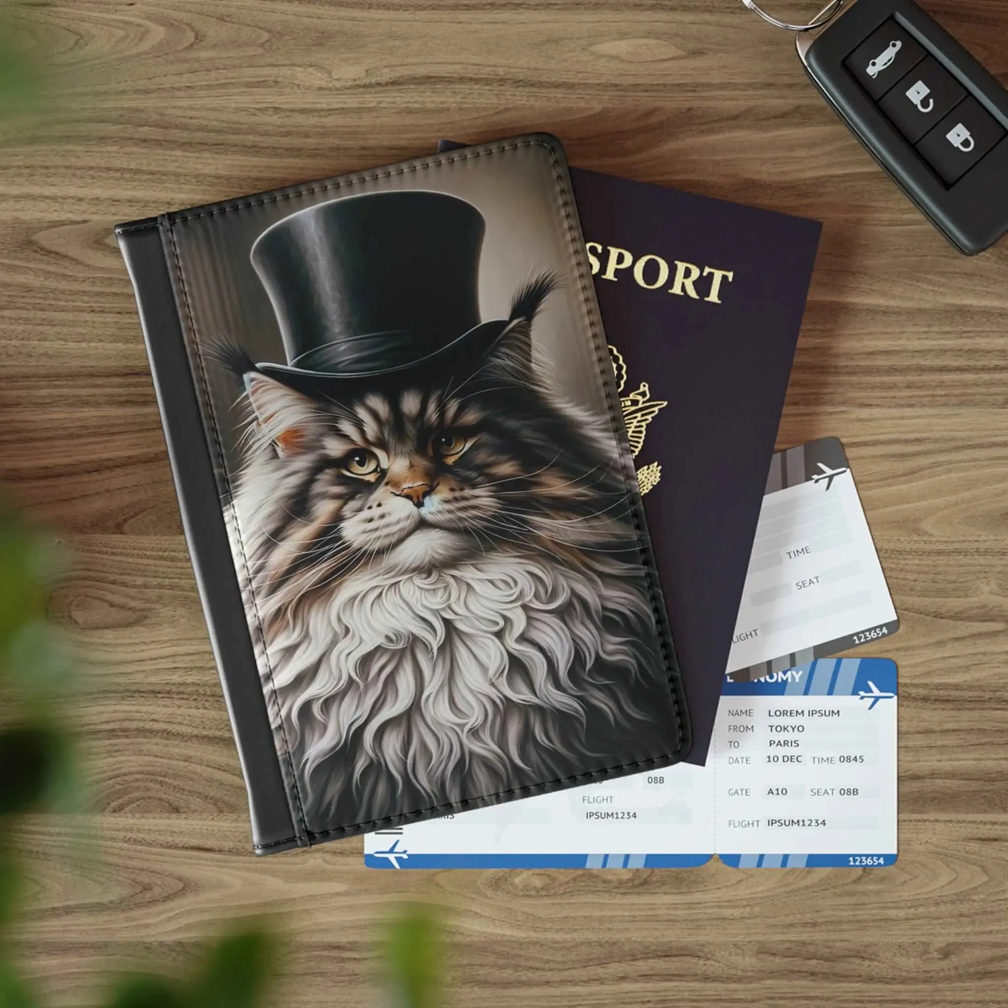 Maine Coon Cat in a Top Hat - Passport Cover