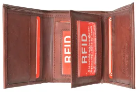 MarshalÂ® Mens Trifold Leather Wallet RFID Blocking RFID 1107