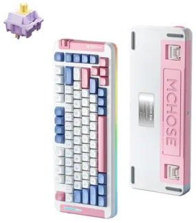 MCHOSE X75 RGB Hot-Swappable 75% Layout 三模無線機械鍵盤 (風信子軸) - Pink and Blue 粉雪海域色