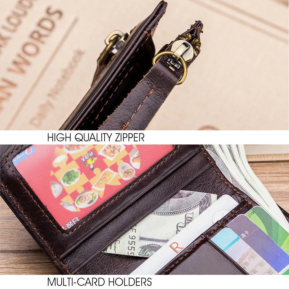 Men Bifold Leather Wallets Hasp Short Large Capacity Coin Purse Card Holder Cowhide