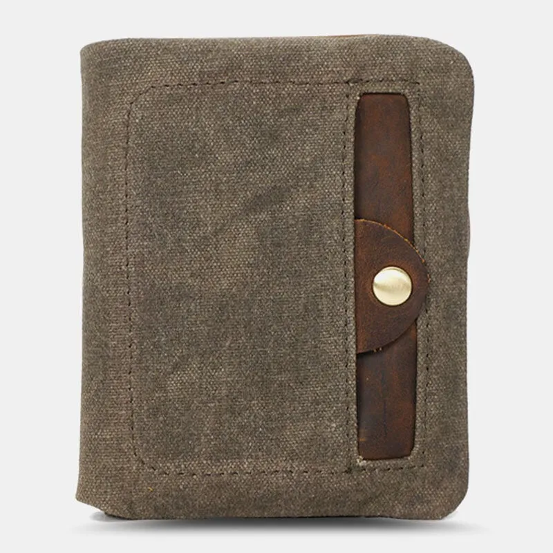 Men Canvas Vertical Short Wallets Casual Waterproof Multi-card Slot Card Holder Coin Purse Money Clip