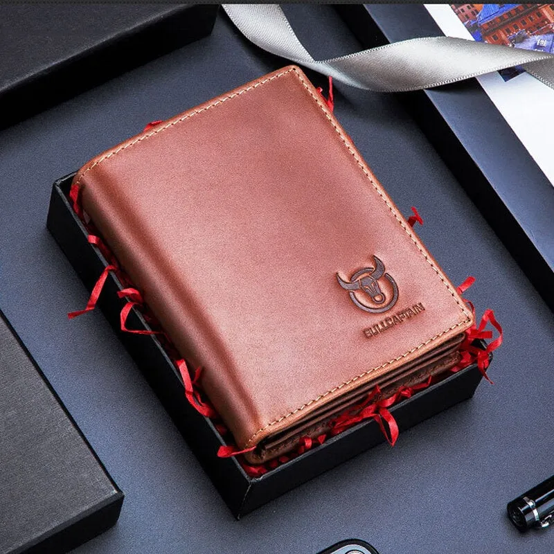 Men Genuine Leather Bifold Multi-card Slot Card Holder Coin Purse Money Clip Wallet