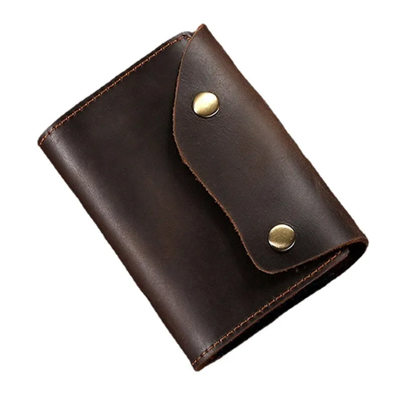 Men Genuine Leather Multi-card Slot Card Holder Retro Large Capacity Organ Case Money Clip Wallets