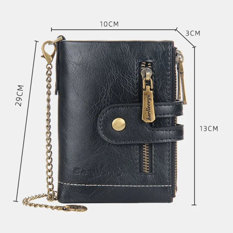 Men PU Leather Long Bifold Multi-card Slot Card Holder Double Zipper Coin Purse Money Clip Wallet