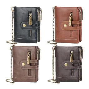 Men PU Leather Long Bifold Multi-card Slot Card Holder Double Zipper Coin Purse Money Clip Wallet