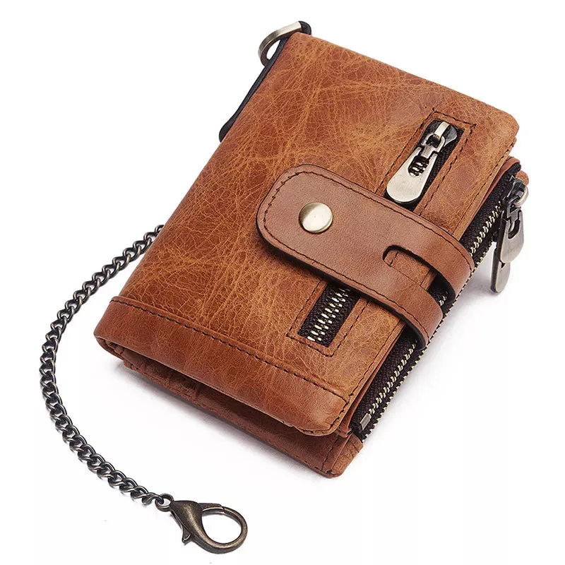 Men's Leather Bi-Fold Wallet RFID Blocking