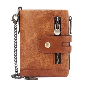 Men's Leather Bi-Fold Wallet RFID Blocking