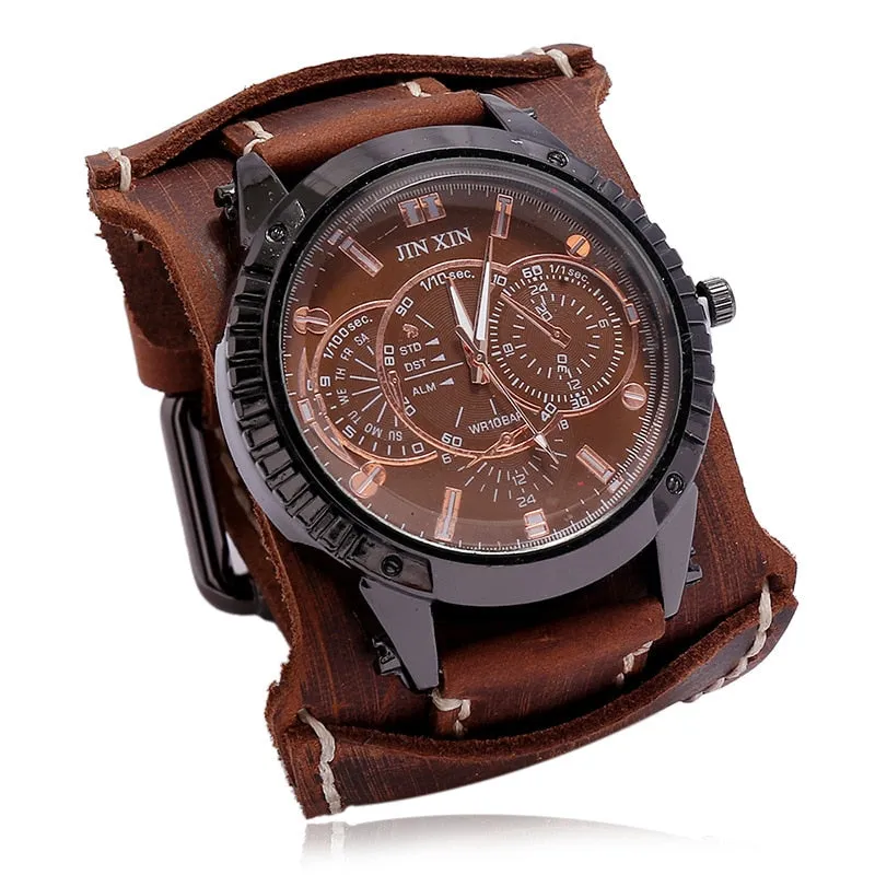 Men's Quartz Luxury Wristwatch w/Leather Band