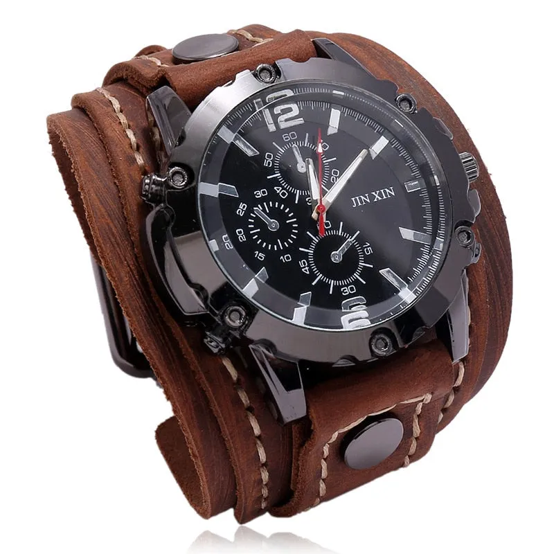 Men's Quartz Luxury Wristwatch w/Leather Band