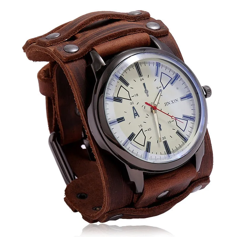 Men's Quartz Luxury Wristwatch w/Leather Band