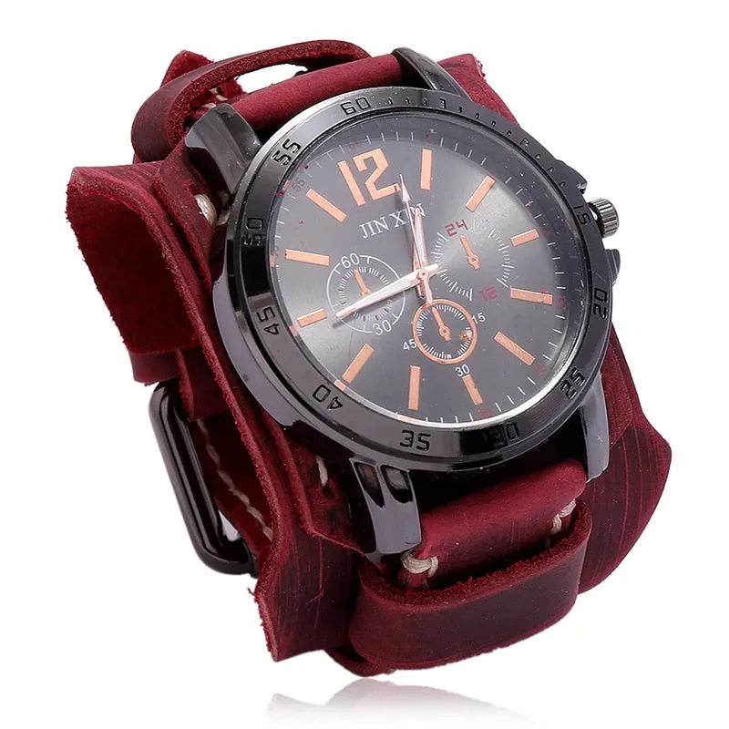 Men's Quartz Luxury Wristwatch w/Leather Band