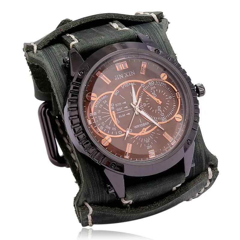 Men's Quartz Luxury Wristwatch w/Leather Band