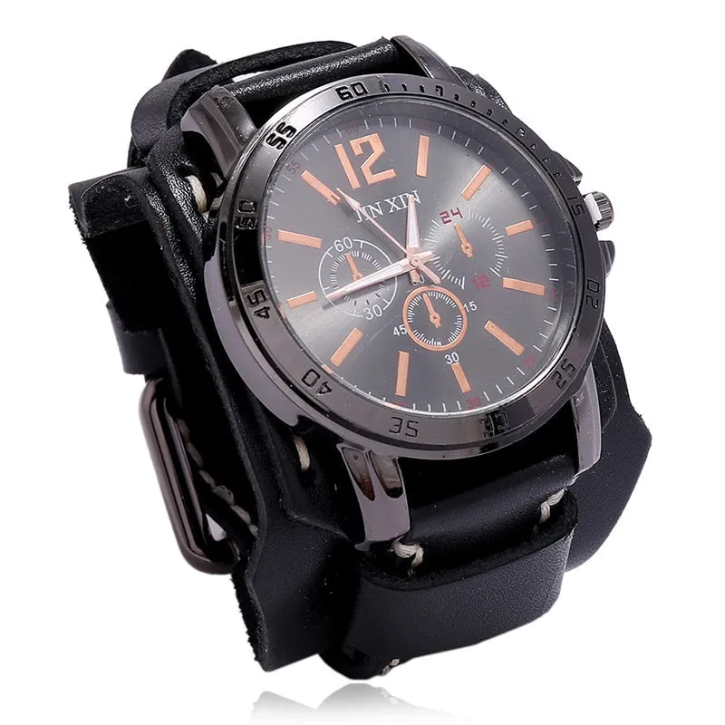 Men's Quartz Luxury Wristwatch w/Leather Band