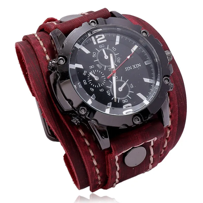 Men's Quartz Luxury Wristwatch w/Leather Band