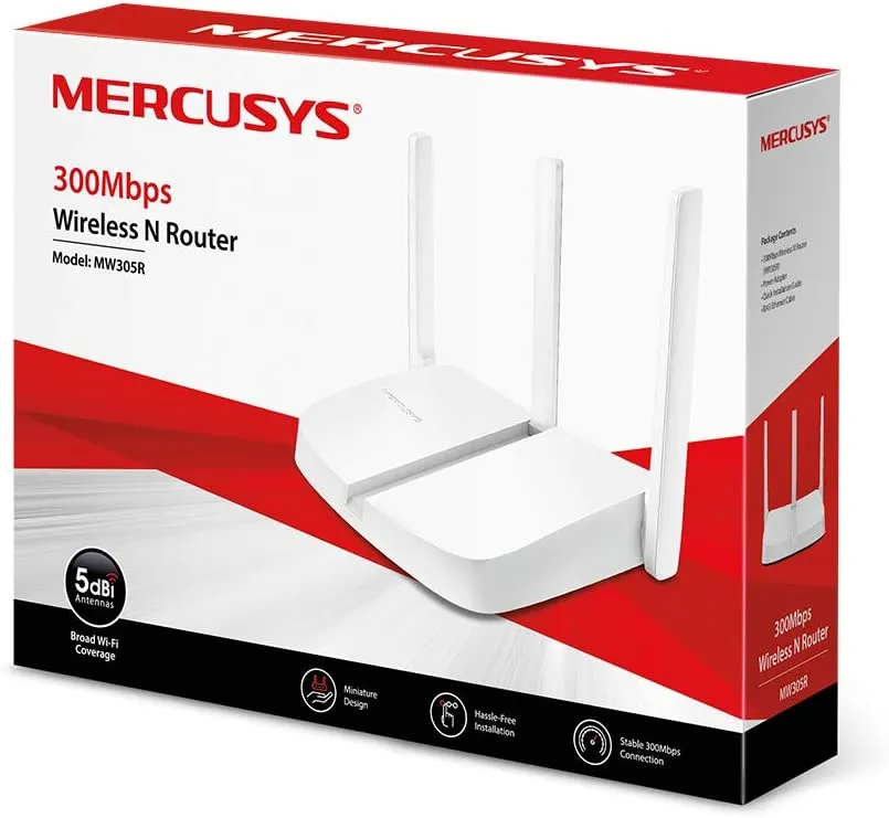 Mercusys MW305R 300Mbps Wireless N Router, 4-Port, 5dBi Antennas, Miniature Design