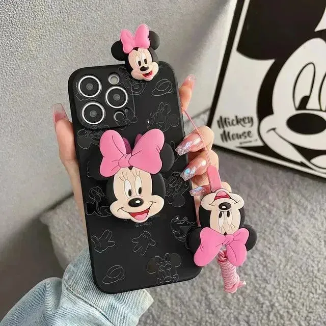 Mickey Minnie Casual Phone Case with Strap (For iPhones)