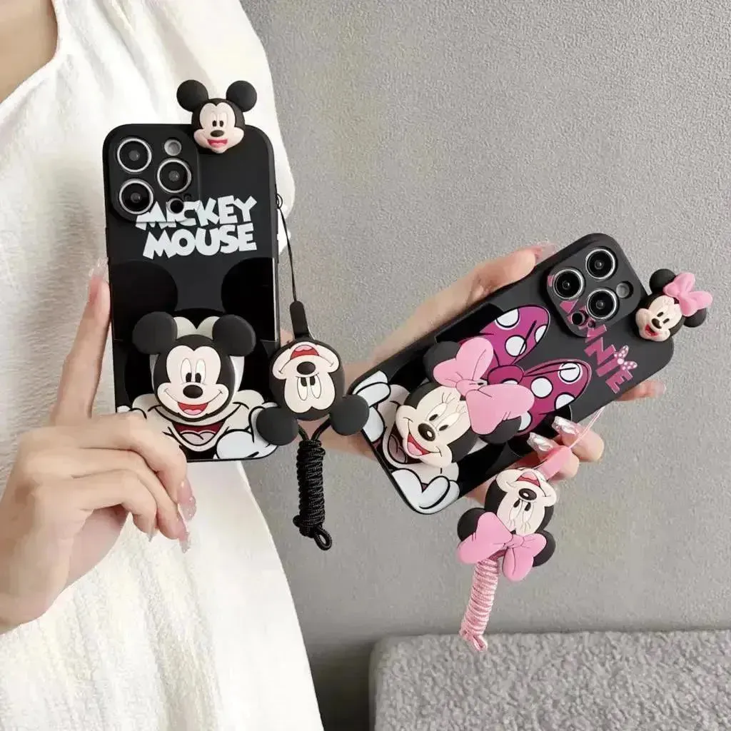 Mickey Minnie Casual Phone Case with Strap (For iPhones)