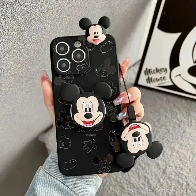 Mickey Minnie Casual Phone Case with Strap (For iPhones)