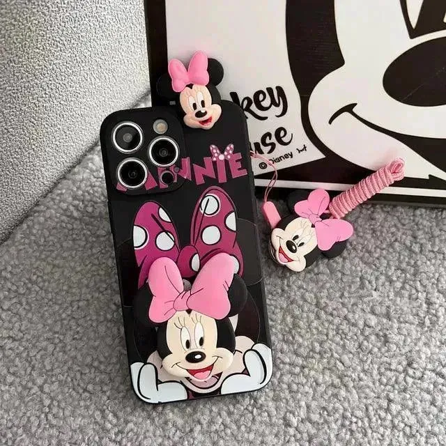 Mickey Minnie Casual Phone Case with Strap (For iPhones)