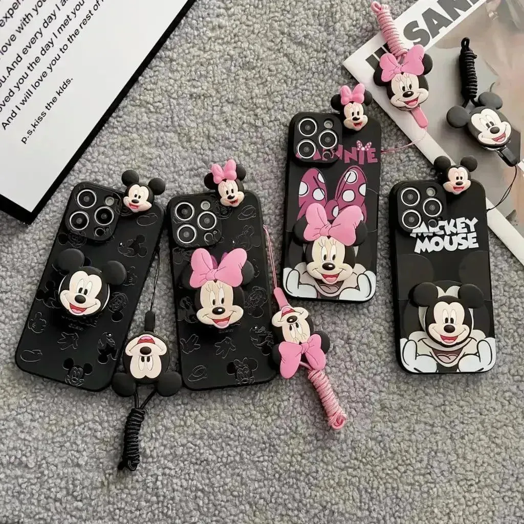 Mickey Minnie Casual Phone Case with Strap (For iPhones)