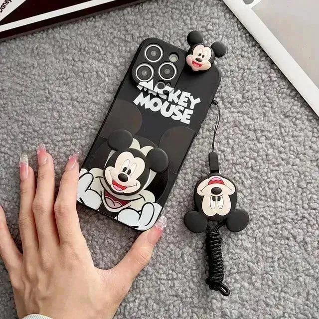 Mickey Minnie Casual Phone Case with Strap (For iPhones)