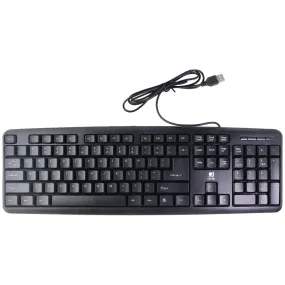 MICRO Multimedia USB Slim Keyboard for PC Windows & More - Black