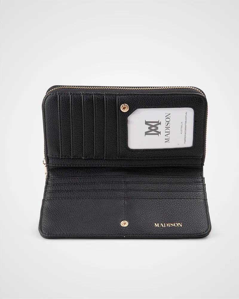 Mila Zip Around Large Wallet With Front Tab Card Section