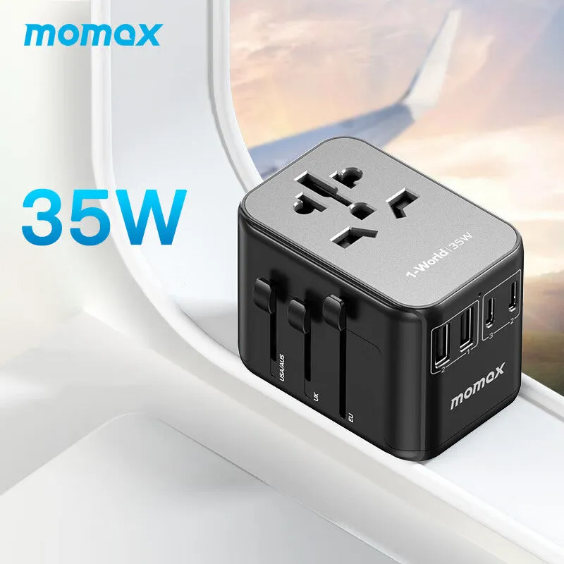 MOMAX 1-World PD 35W 5-Port   AC Charger Universal Travel Adapter