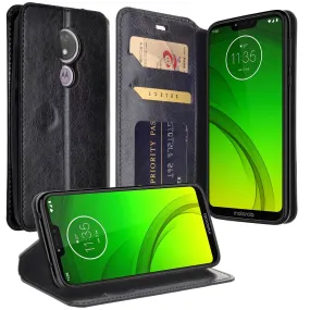 Motorola Moto G7 Power/G7 Supra/G7 Optimo Maxx Wallet Case, Leather Wallet Case [Kickstand] with ID & Credit Card Slots - Black