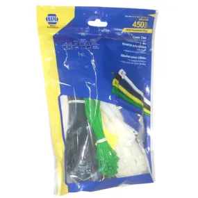 Napa 899-2196 Standard Cable Ties (225) 4" & (225) 8" Multiple Colors Incl 450pk