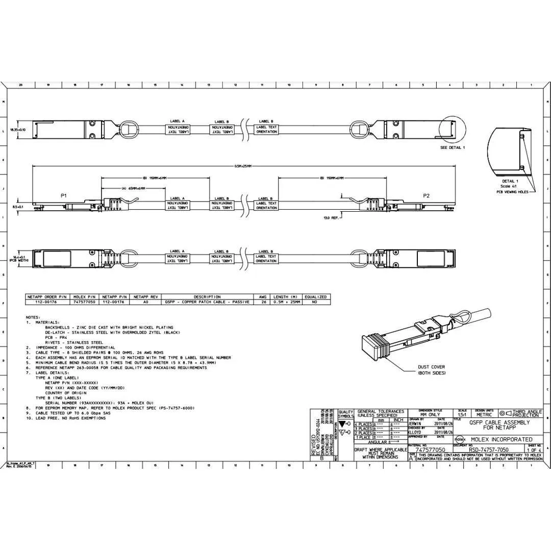 NetApp NO_FRU_Mellanox_MFS1S00-H005E_5m - 5m Data Cable with Plug QSFP56/QSFP56 | NO_FRU_Mellanox_MFS1S00-H005E_