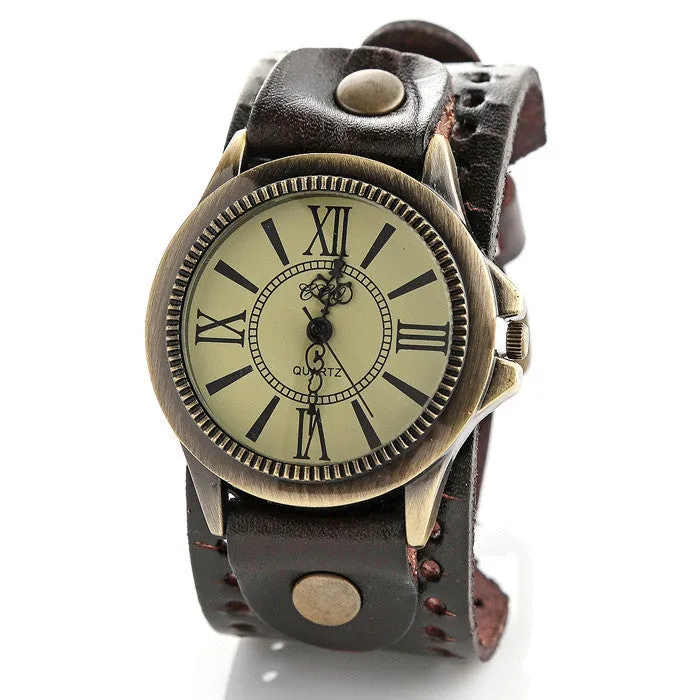 New fashion big sport quartz wristwatches mens women's luxury brand retro style Genuine leather watches